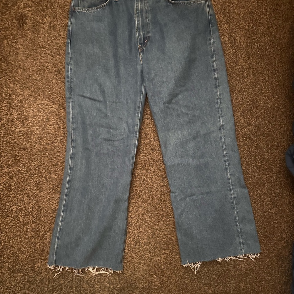 Frayed Hem Blue Jeans